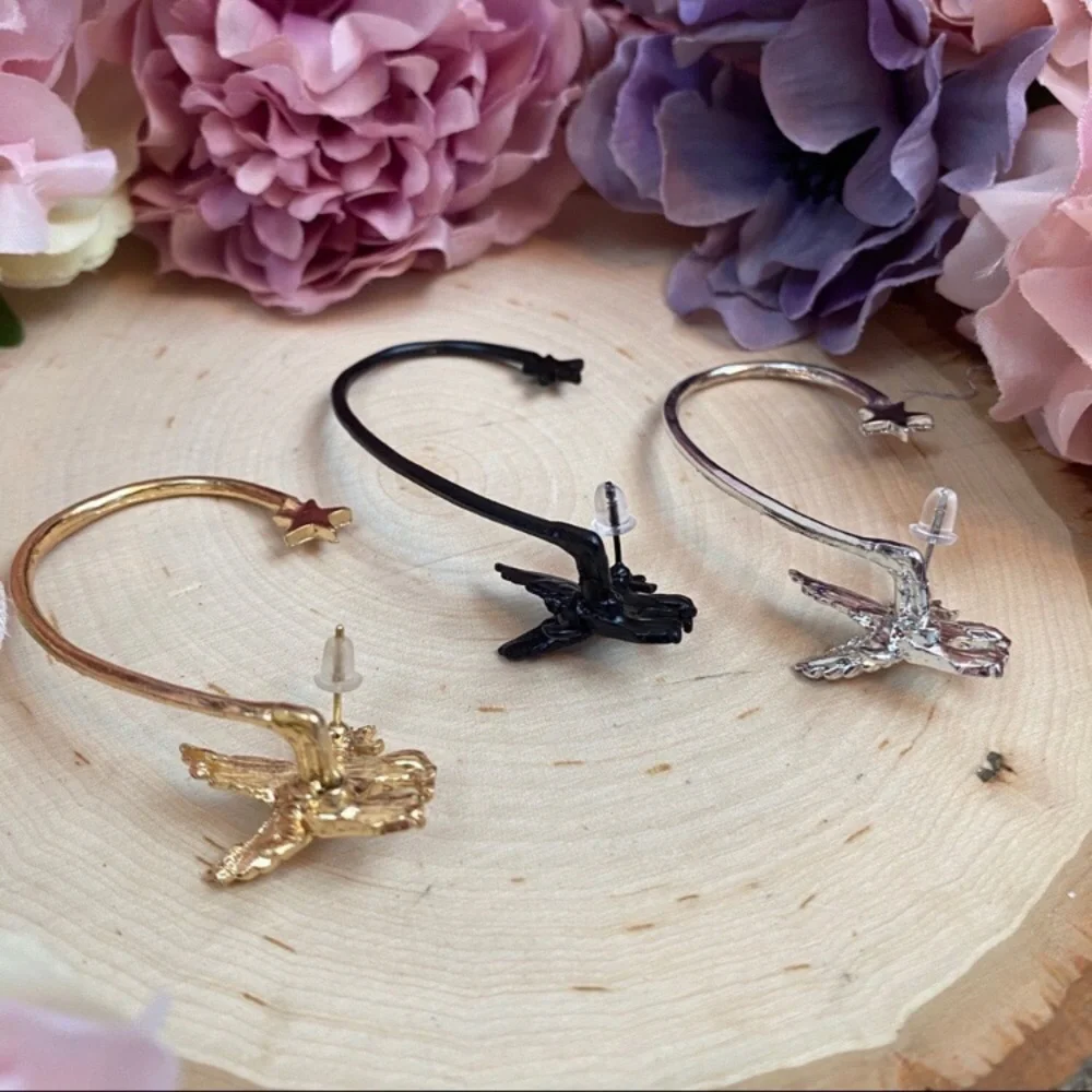 Unicorn Pegasus Silver Pierced Earring wEar-Cuff Shooting Star Festival